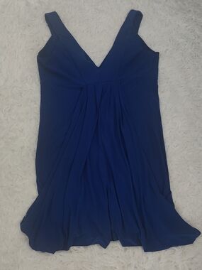 Tiana B. Sleeveless V-Neck Pleated Navy Blue Dress